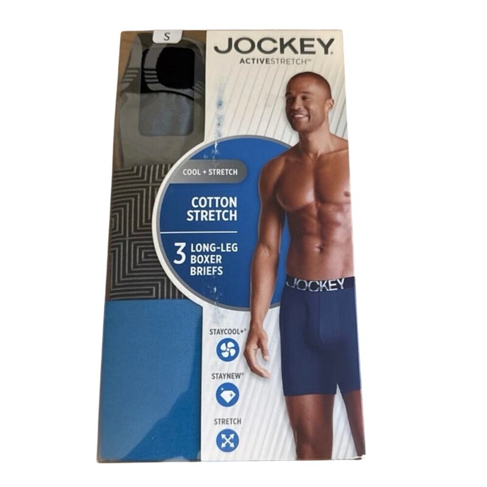 Jockey Men's ActiveStretch 7" Long Leg Boxer Brief - 3 Pack-Size SMALL NEW